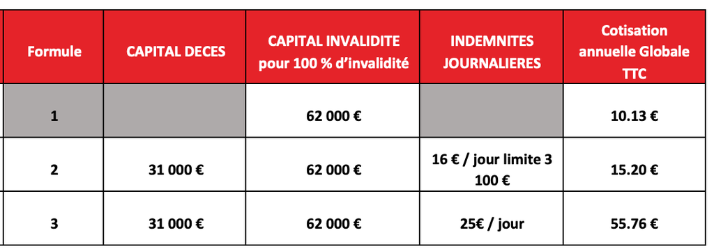 Option Garantie complémentaire individuelle accident